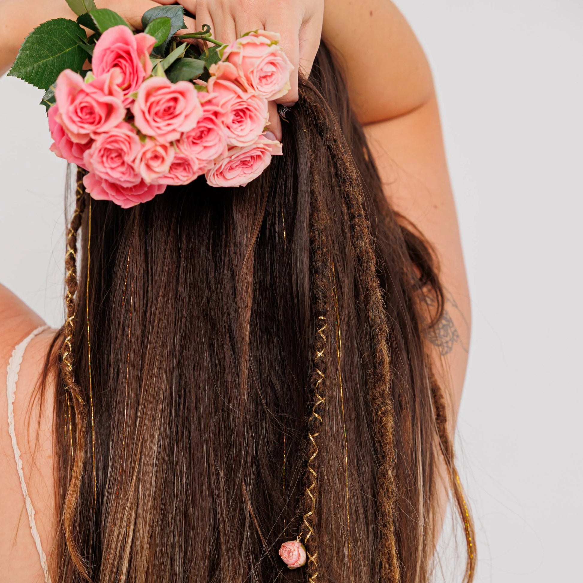 16–22 inch brown boho hair extensions with natural texture and bronze highlights