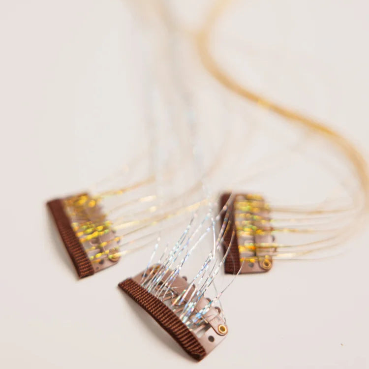 Three fairy hair clip in extensions on a white background